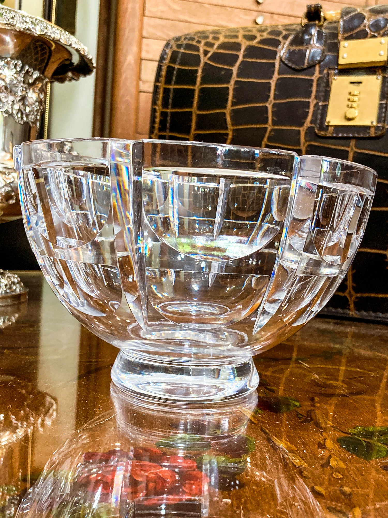 Vintage Orrefors Sweden Thousand Windows Clear Crystal 8 Inch Serving Bowl
