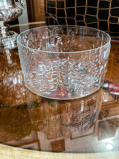 Vintage Stylized Botanical Pattern Oiva Toikka For Iittala Finland Glass Bowl