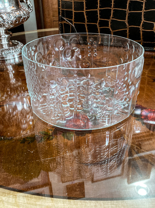Vintage Stylized Botanical Pattern Oiva Toikka For Iittala Finland Glass Bowl