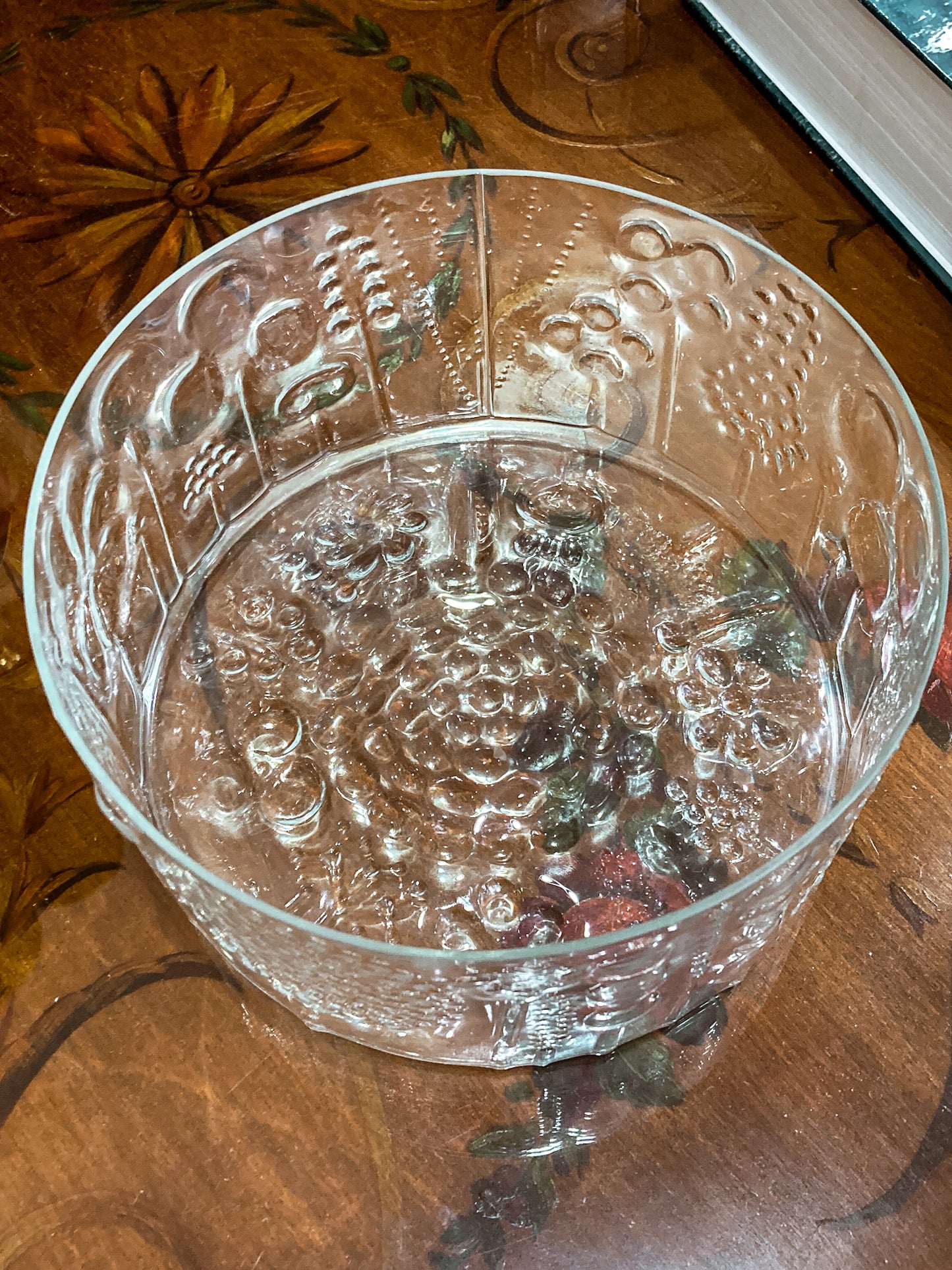 Vintage Stylized Botanical Pattern Oiva Toikka For Iittala Finland Glass Bowl