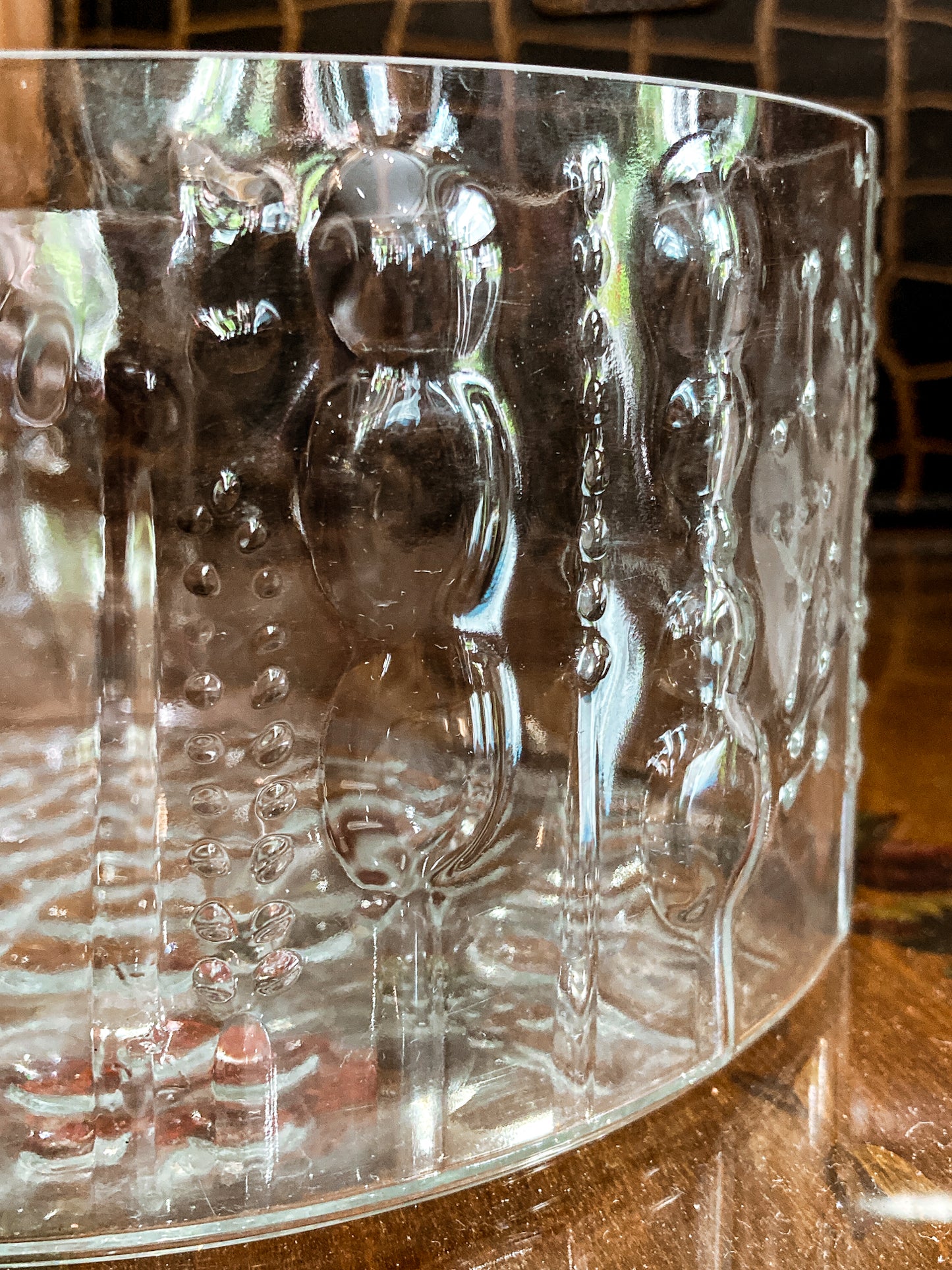 Vintage Stylized Botanical Pattern Oiva Toikka For Iittala Finland Glass Bowl