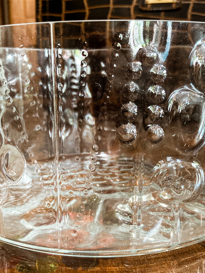 Vintage Stylized Botanical Pattern Oiva Toikka For Iittala Finland Glass Bowl