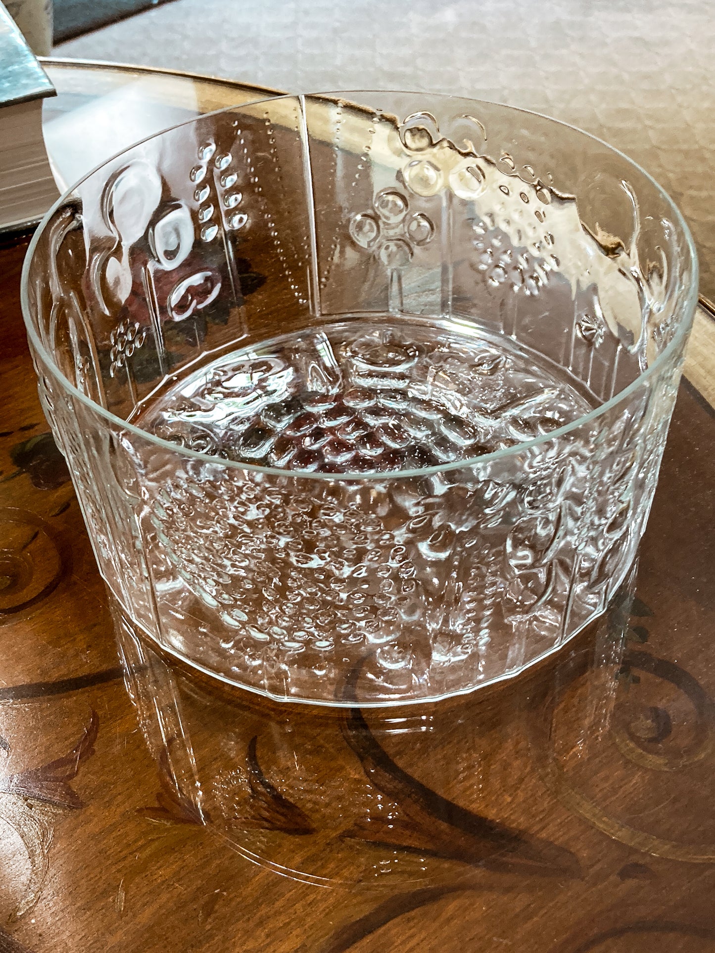 Vintage Stylized Botanical Pattern Oiva Toikka For Iittala Finland Glass Bowl
