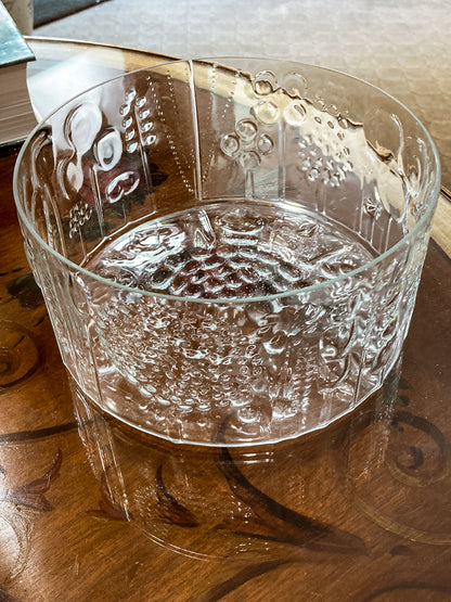 Vintage Stylized Botanical Pattern Oiva Toikka For Iittala Finland Glass Bowl