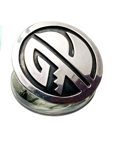 Vintage Oxidized Sterling Silver Hopi Design Circle Pendant Brooch Pin