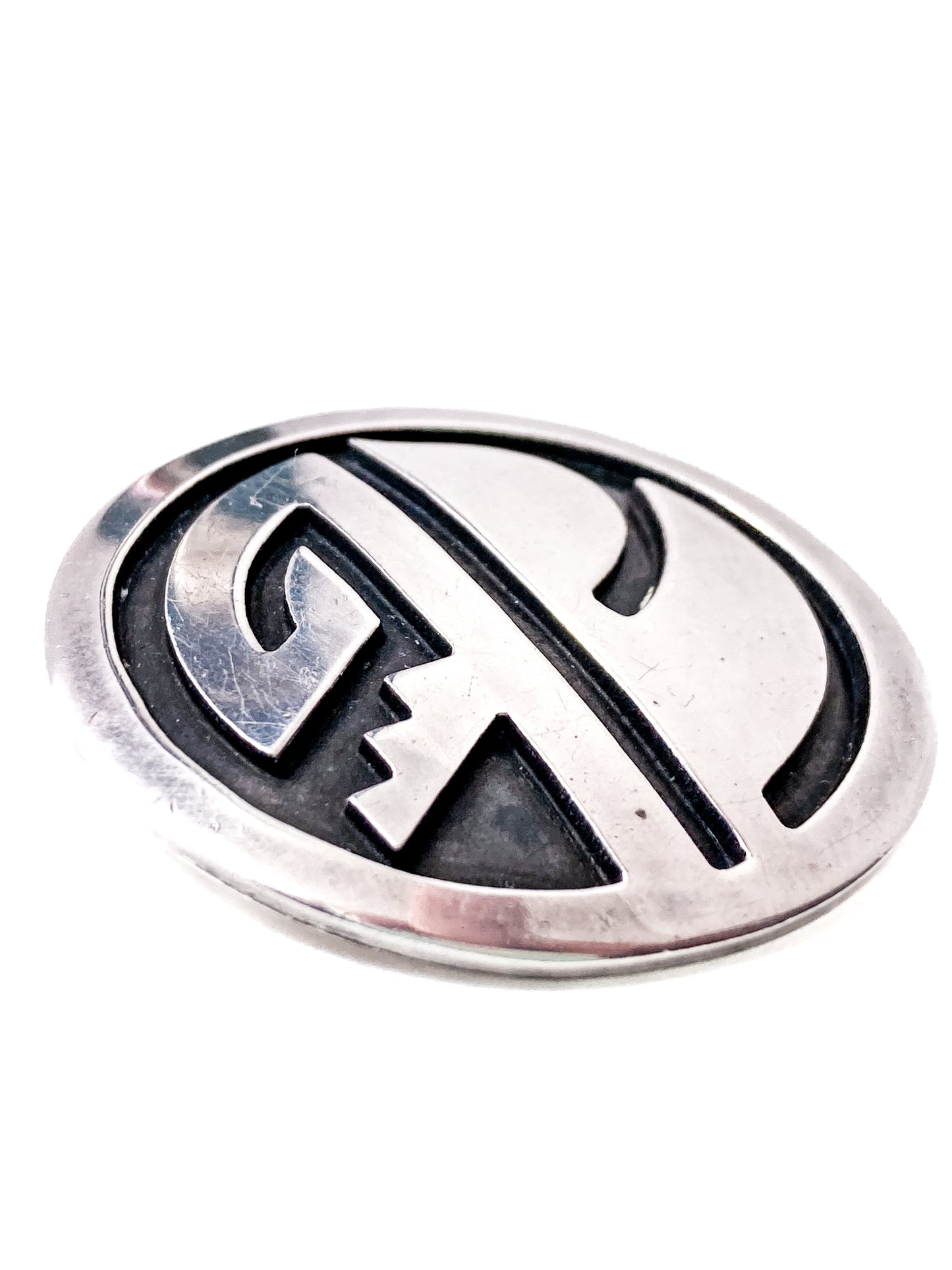Vintage Oxidized Sterling Silver Hopi Design Circle Pendant Brooch Pin