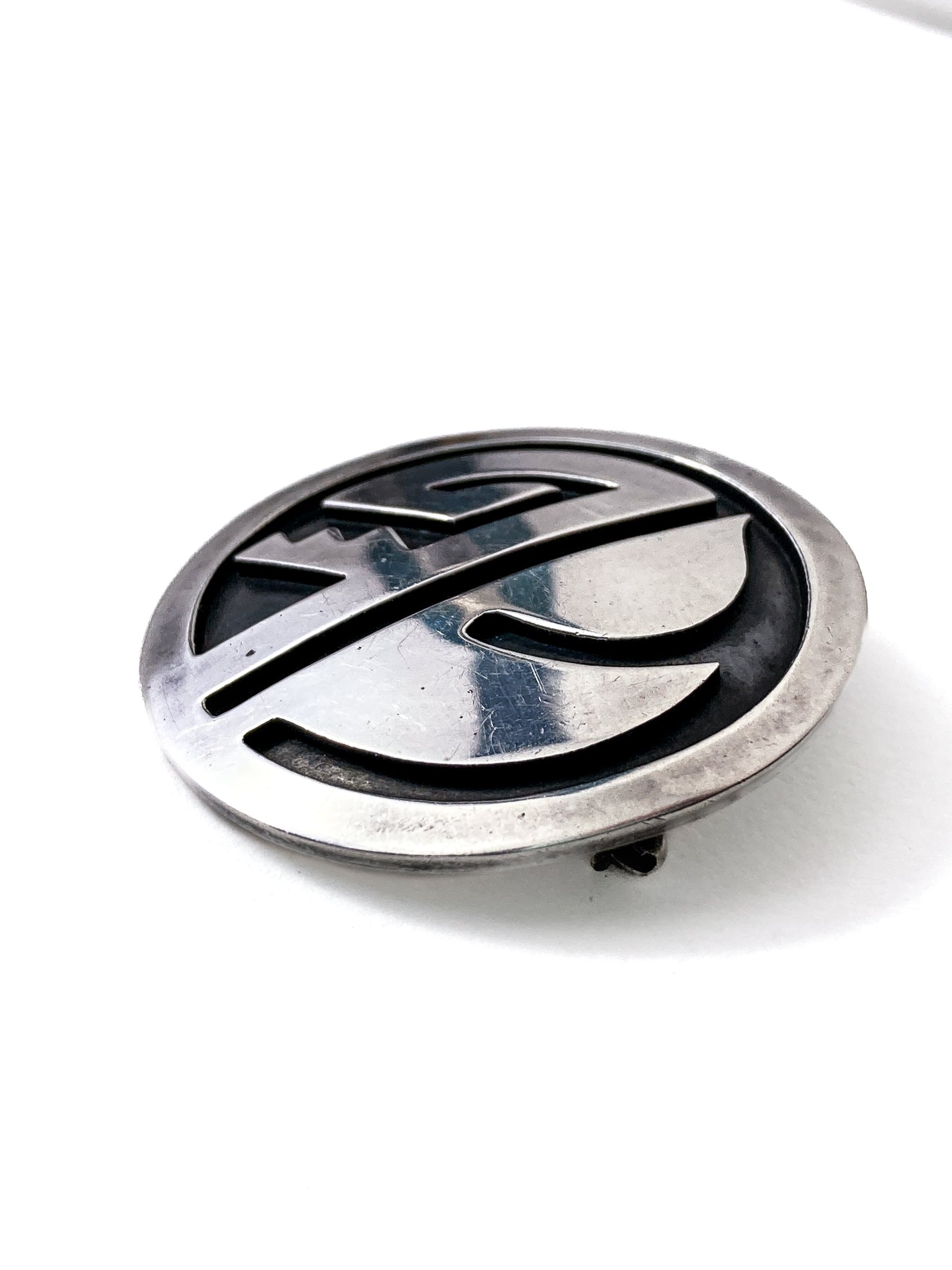 Vintage Oxidized Sterling Silver Hopi Design Circle Pendant Brooch Pin