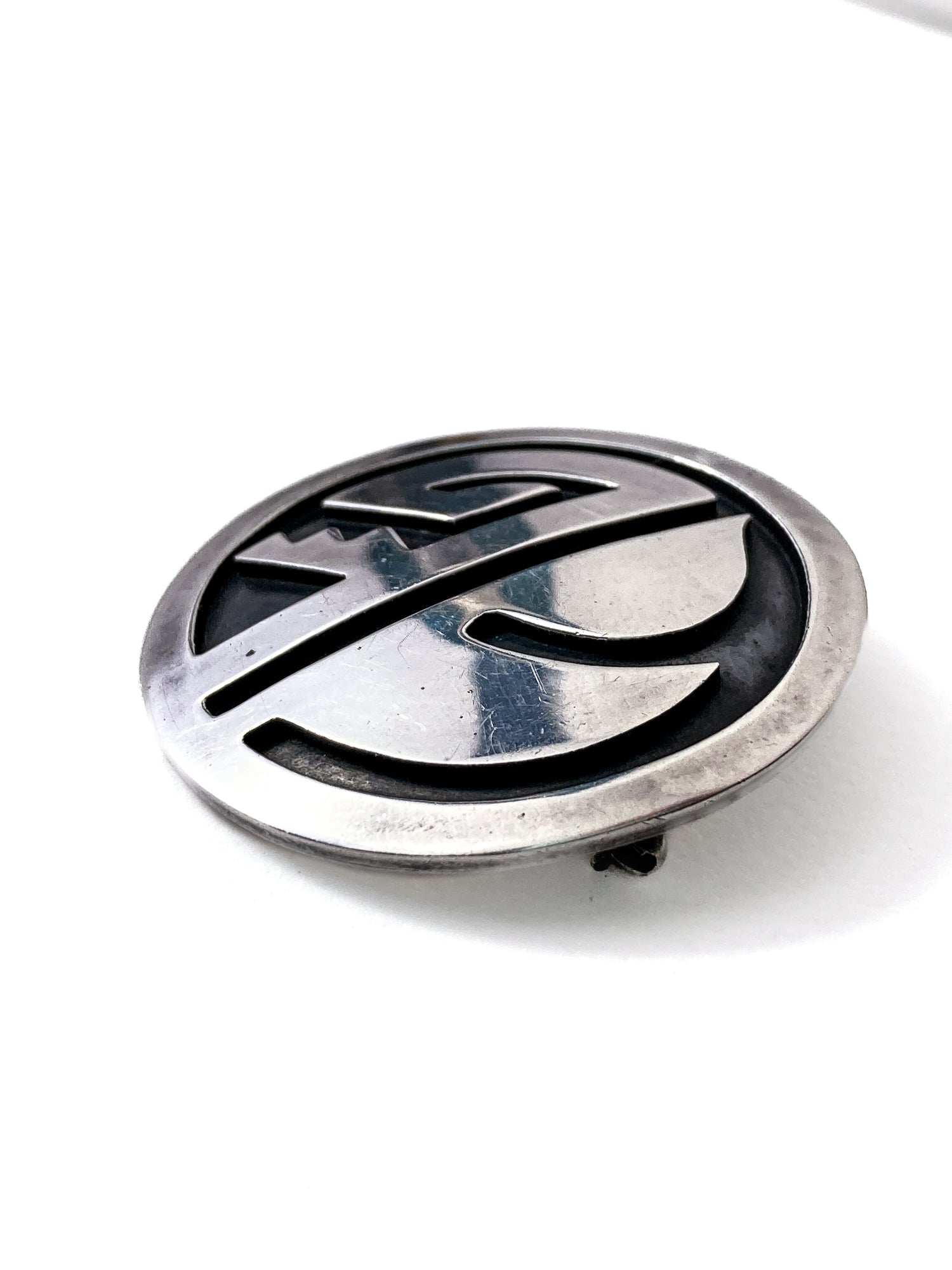 Vintage Oxidized Sterling Silver Hopi Design Circle Pendant Brooch Pin