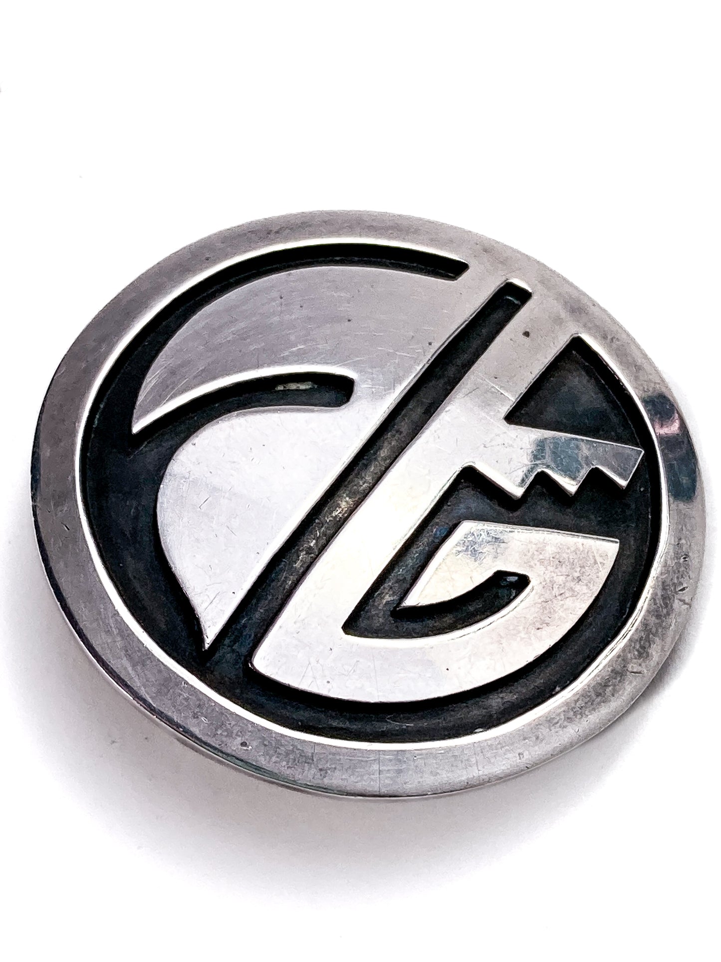 Vintage Oxidized Sterling Silver Hopi Design Circle Pendant Brooch Pin