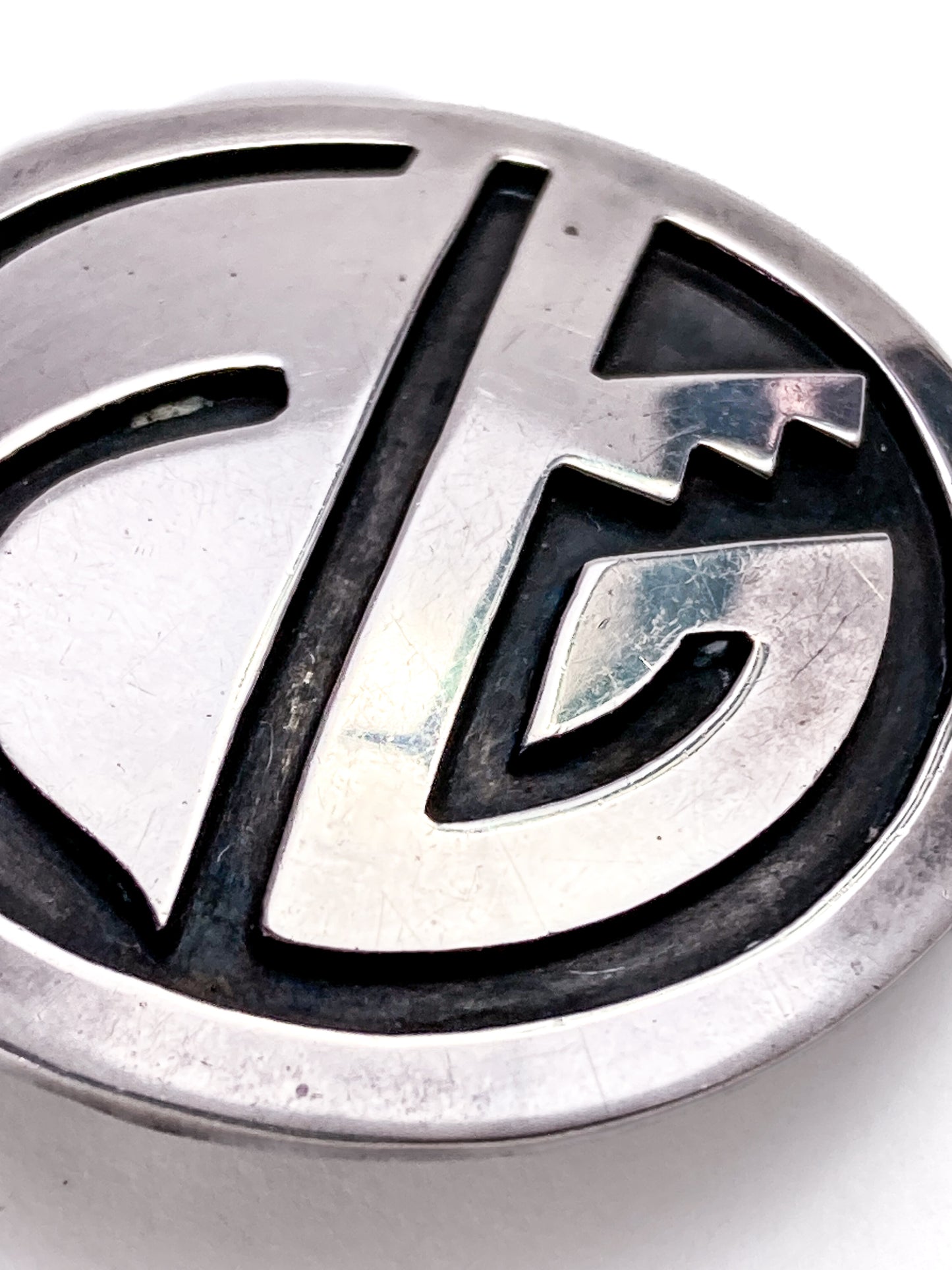 Vintage Oxidized Sterling Silver Hopi Design Circle Pendant Brooch Pin