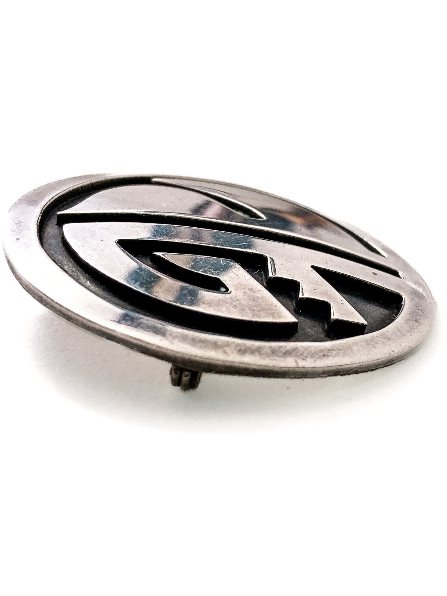 Vintage Oxidized Sterling Silver Hopi Design Circle Pendant Brooch Pin