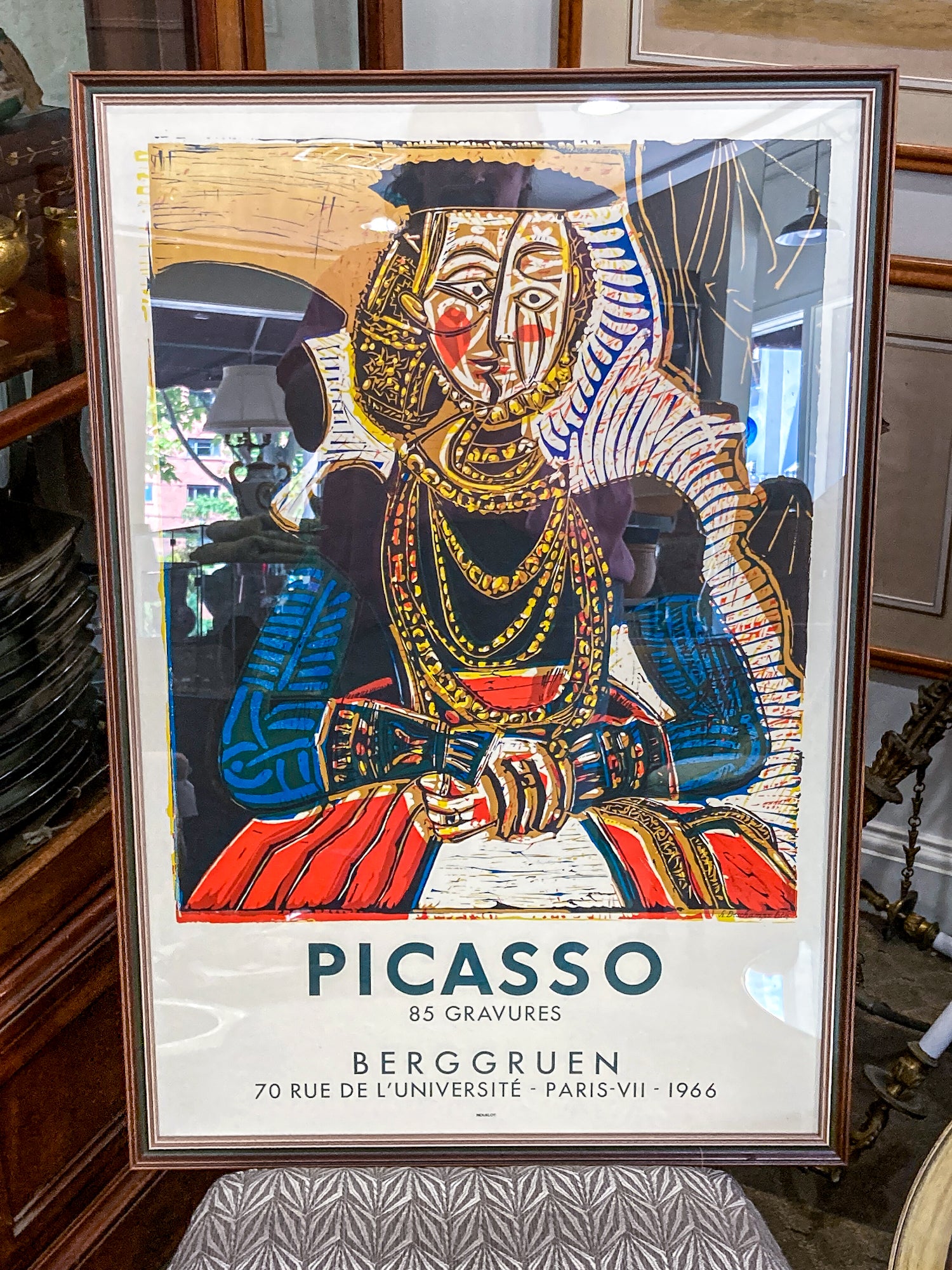 Vintage Pablo Picasso 1966 Gallery Exhibition Framed Offset Lithograph Poster