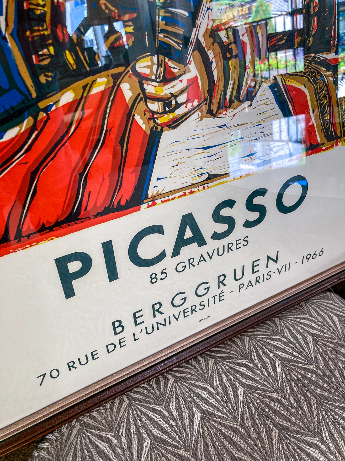Vintage Pablo Picasso 1966 Gallery Exhibition Framed Offset Lithograph Poster