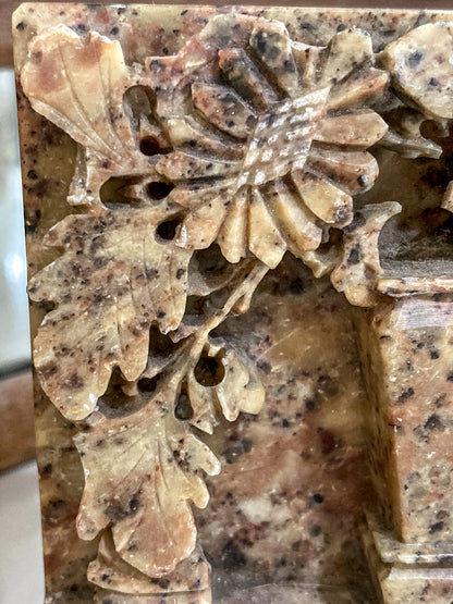 Pair Vintage Hand Carved Planter Pot Chinese Soapstone Bookends