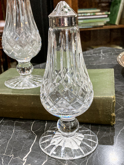 Vintage Pair Waterford Crystal Footed Salt & Pepper Shakers "Lismore" Ireland