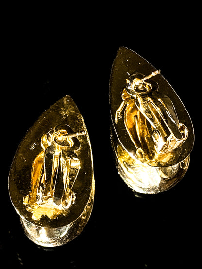 Vintage 5.1g 14K Yellow Gold Almond Shaped Dimensional Post Earrings