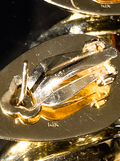 Vintage 5.1g 14K Yellow Gold Almond Shaped Dimensional Post Earrings