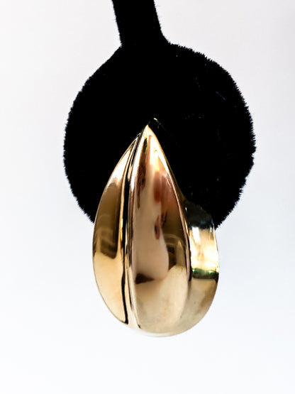 Vintage 5.1g 14K Yellow Gold Almond Shaped Dimensional Post EarringsVintage 5.1g 14K Yellow Gold Almond Shaped Dimensional Post Earrings