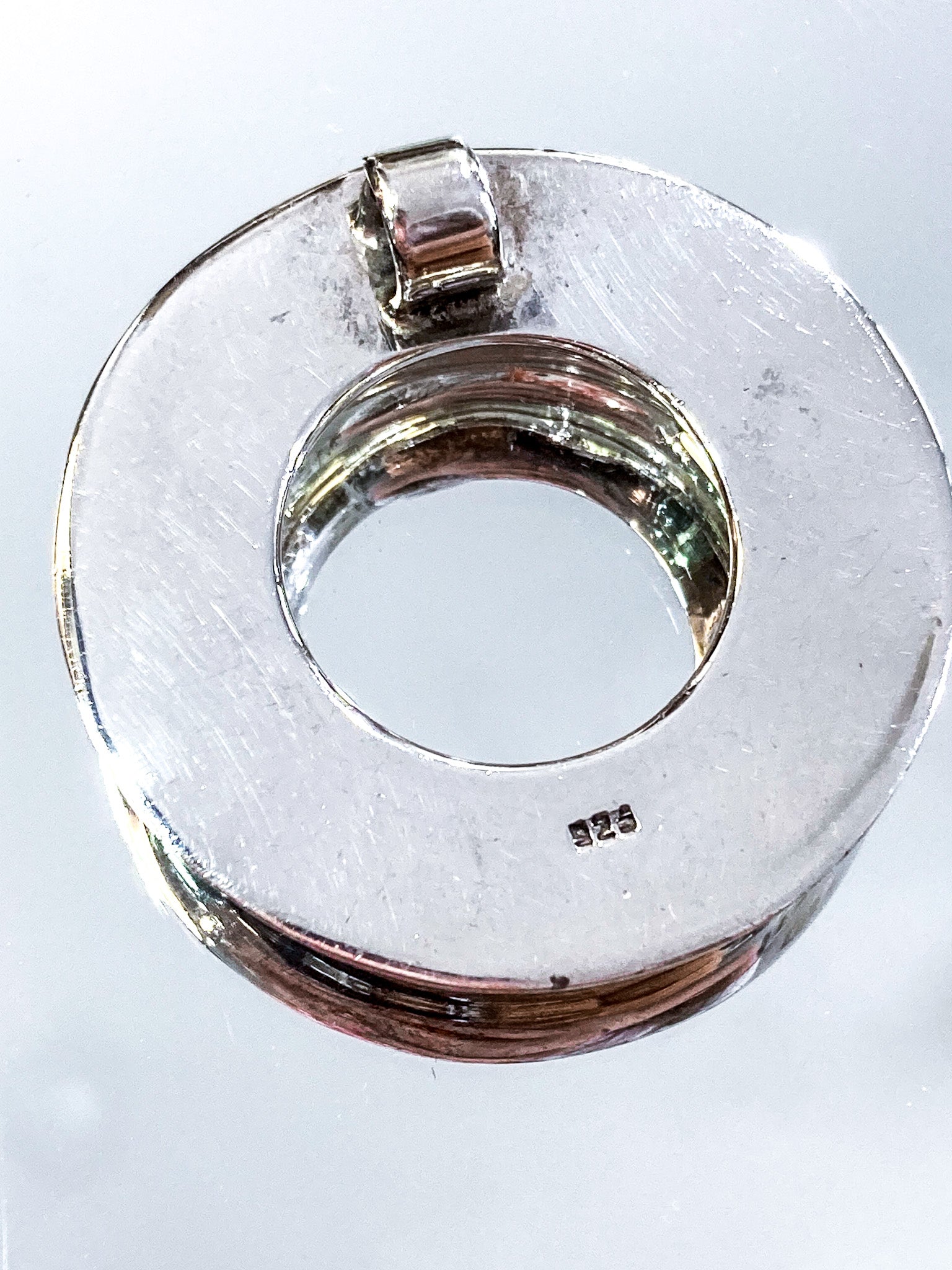Vintage Polished Sterling Silver Minimalist Domed Circular Pendant