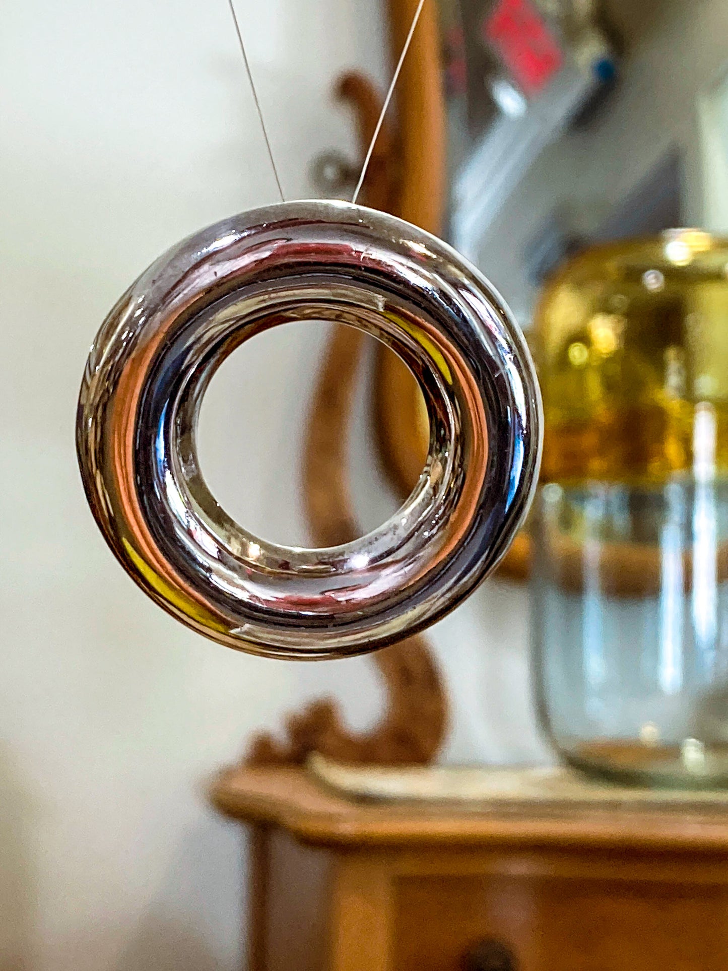 Vintage Polished Sterling Silver Minimalist Domed Circular Pendant