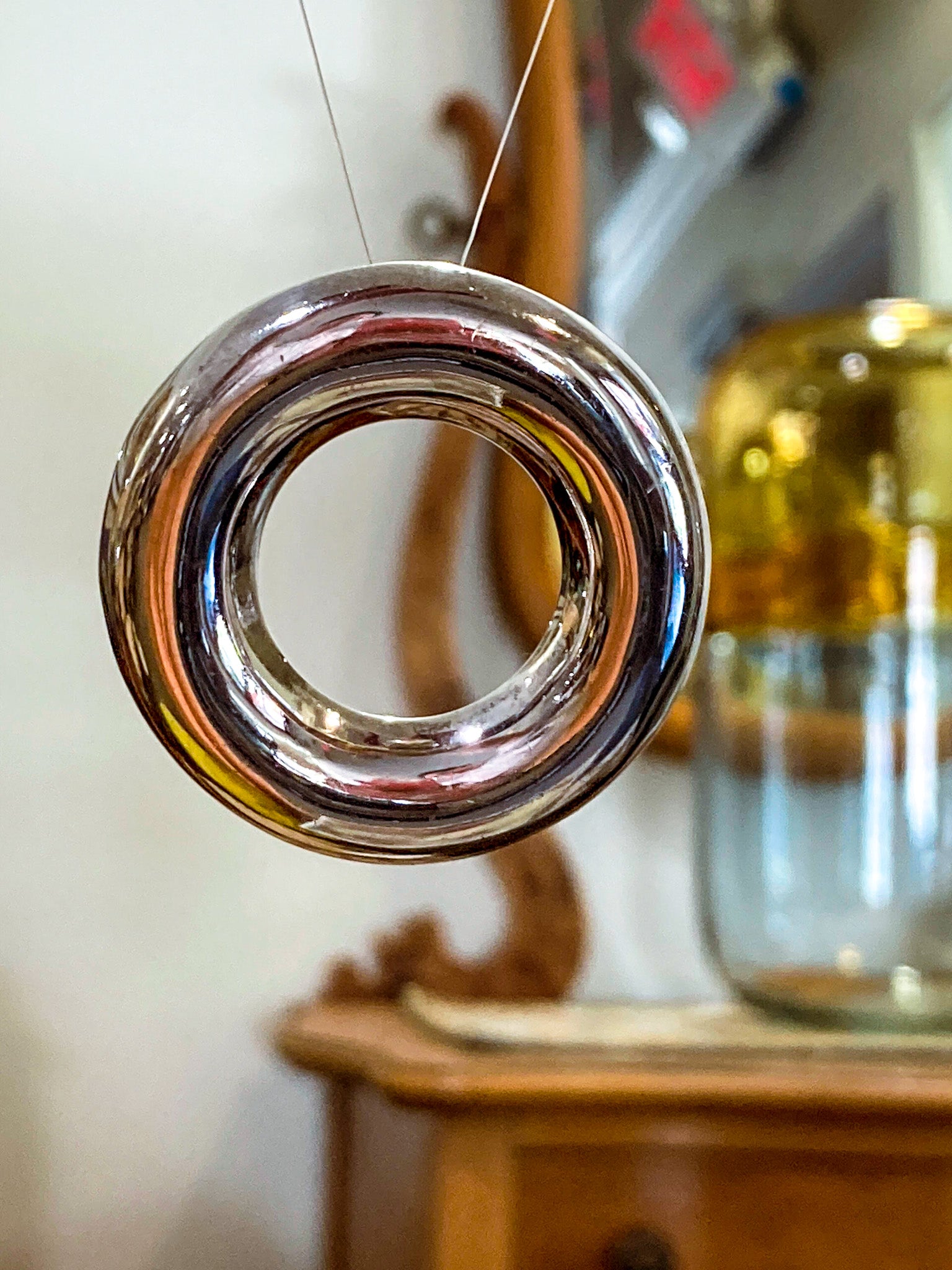 Vintage Polished Sterling Silver Minimalist Domed Circular Pendant