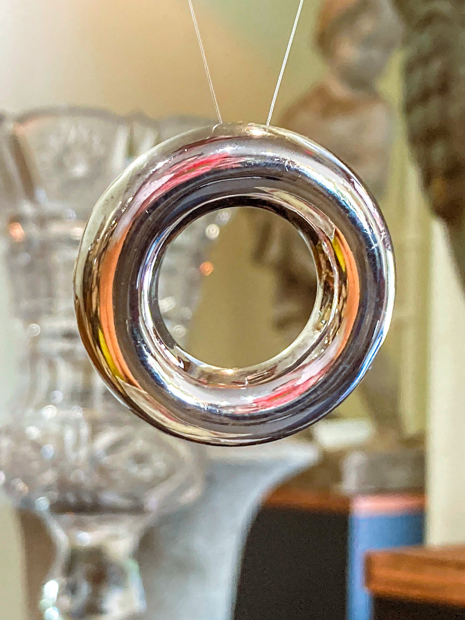 Vintage Polished Sterling Silver Minimalist Domed Circular Pendant