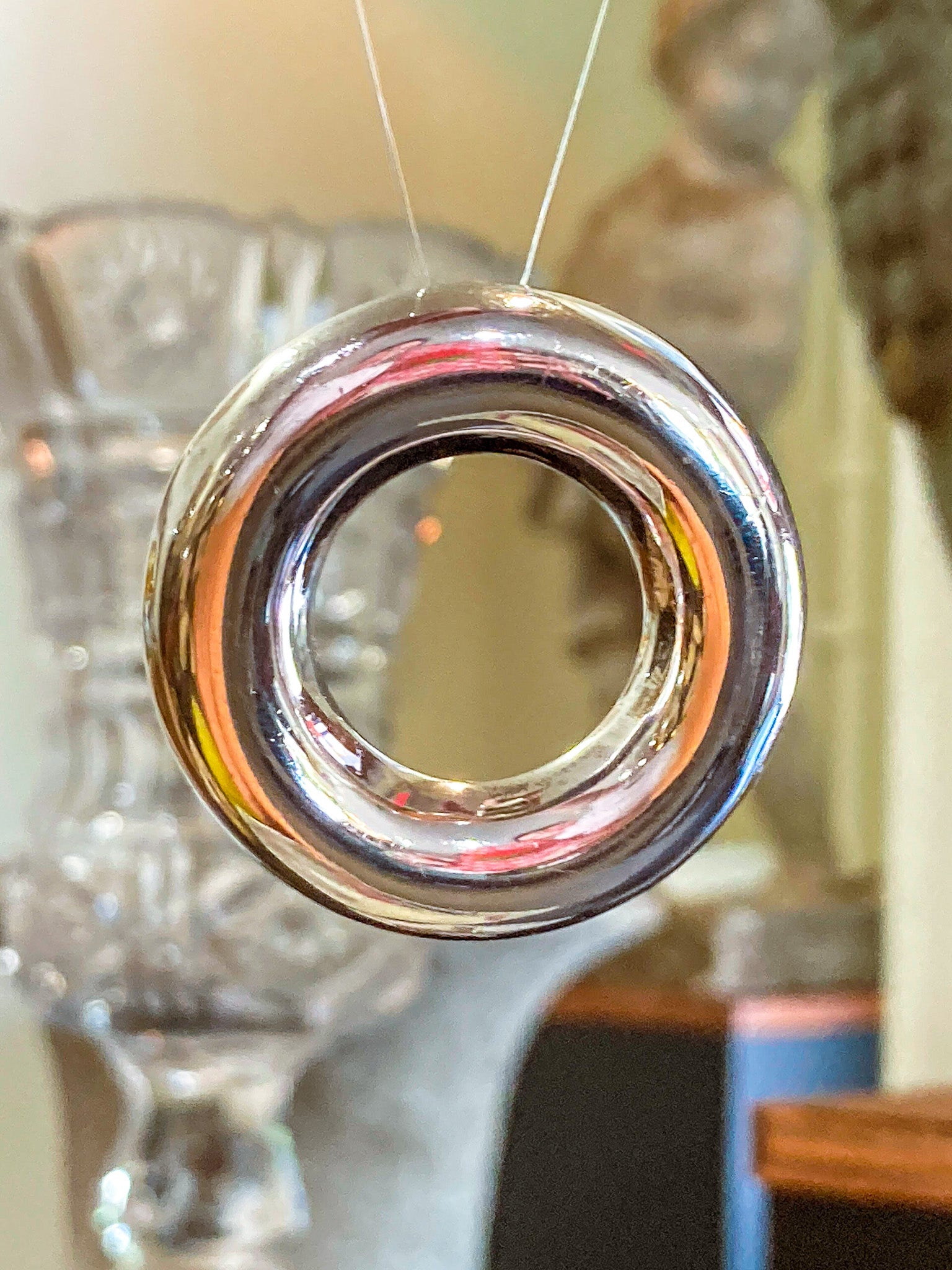 Vintage Polished Sterling Silver Minimalist Domed Circular Pendant