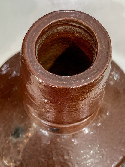 Vintage Portuguese Style Pottery Brown Stoneware Jug Vase Wine Bottle
