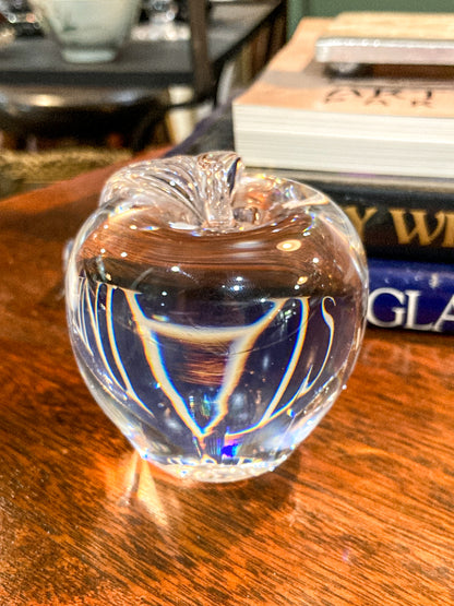 Vintage Princess House Clear Glass Apple Shaped Paperweight