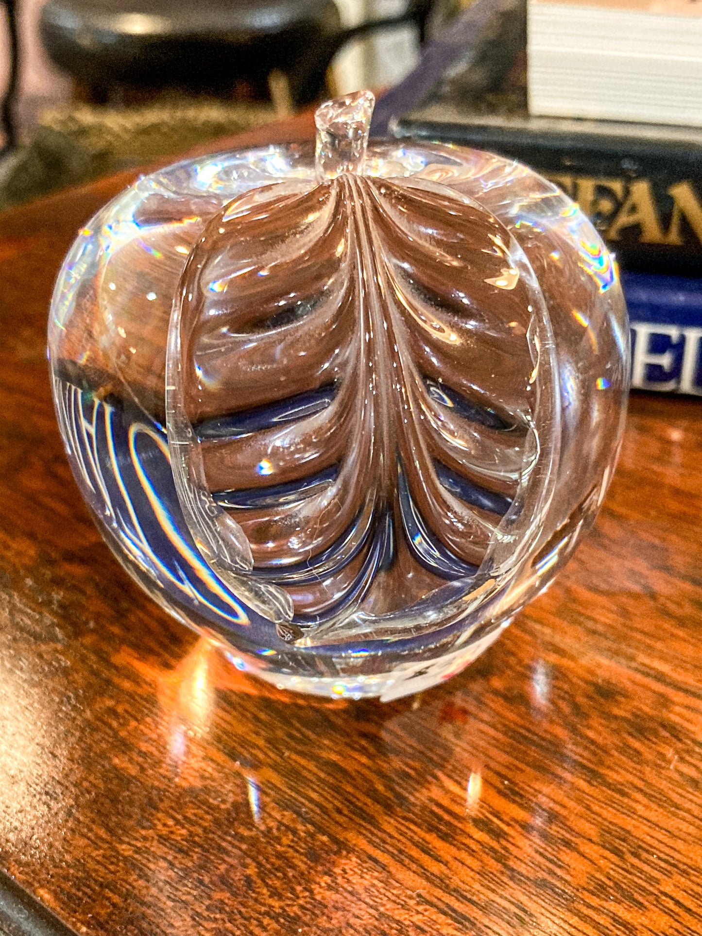 Vintage Princess House Clear Glass Apple Shaped Paperweight