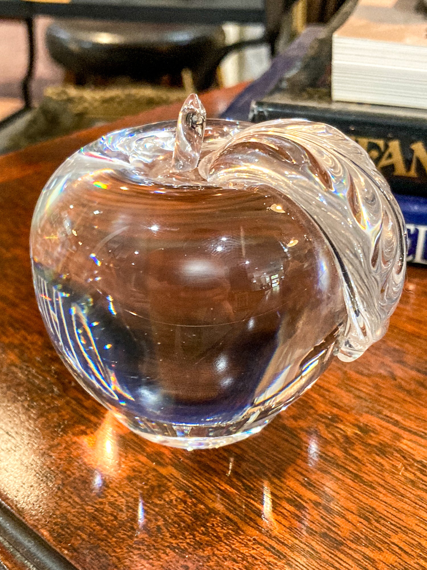 Vintage Princess House Clear Glass Apple Shaped Paperweight