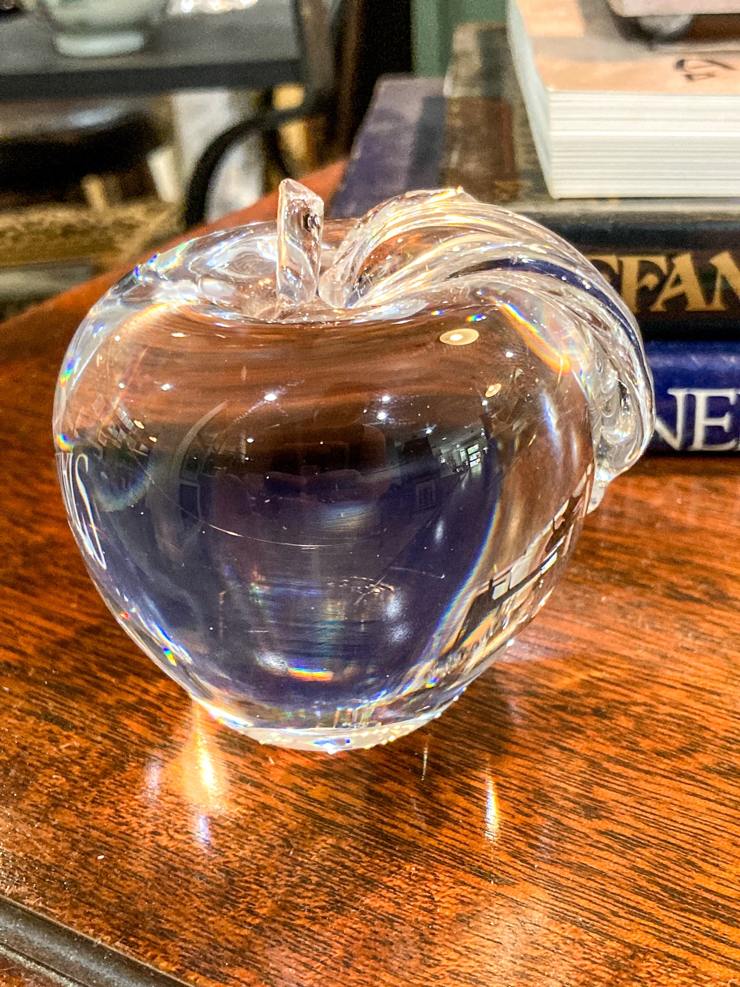 Vintage Princess House Clear Glass Apple Shaped Paperweight