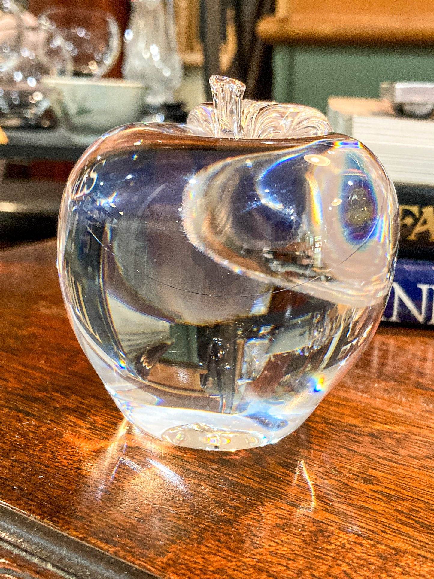 Vintage Princess House Clear Glass Apple Shaped Paperweight