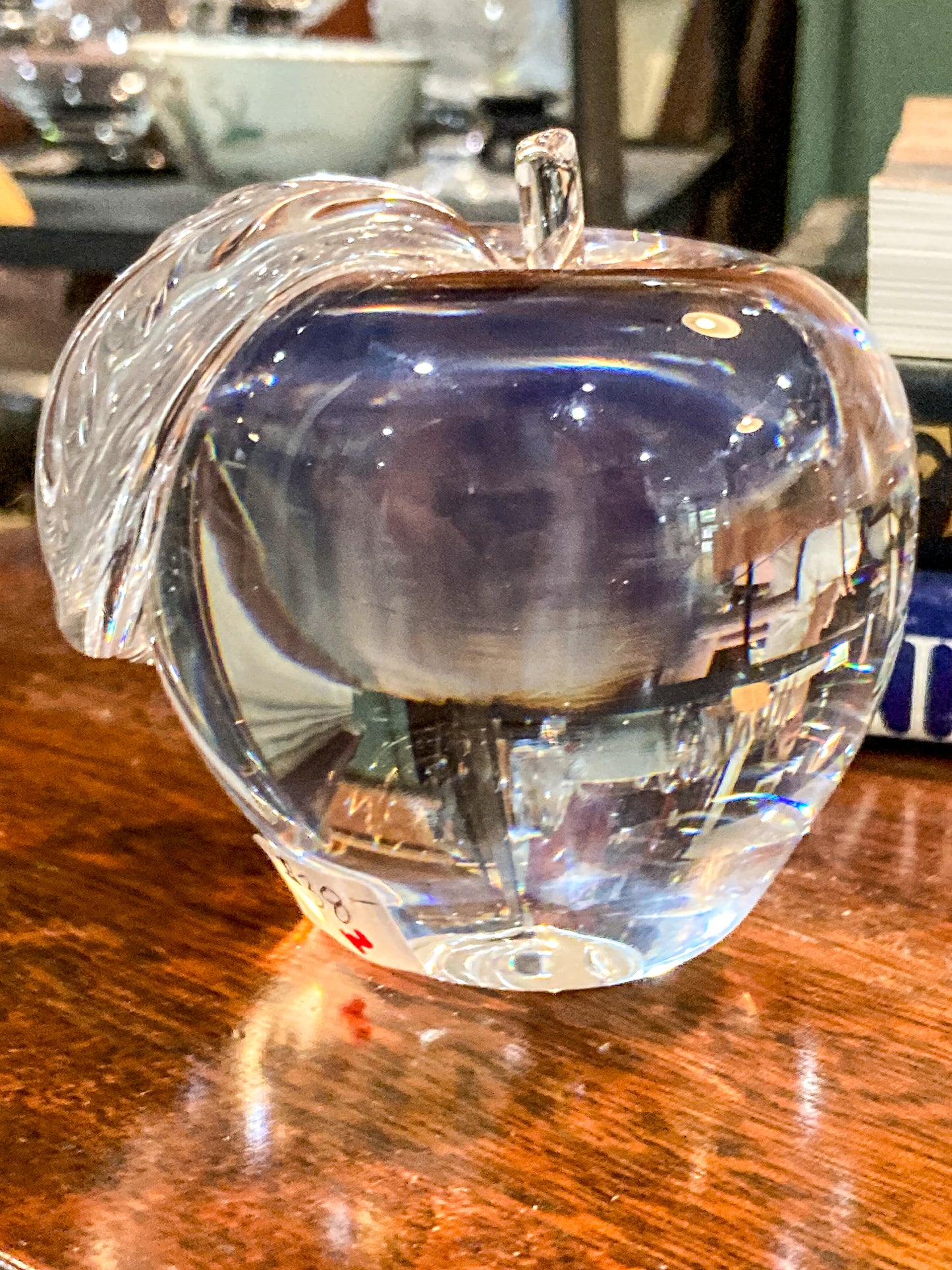 Vintage Princess House Clear Glass Apple Shaped Paperweight