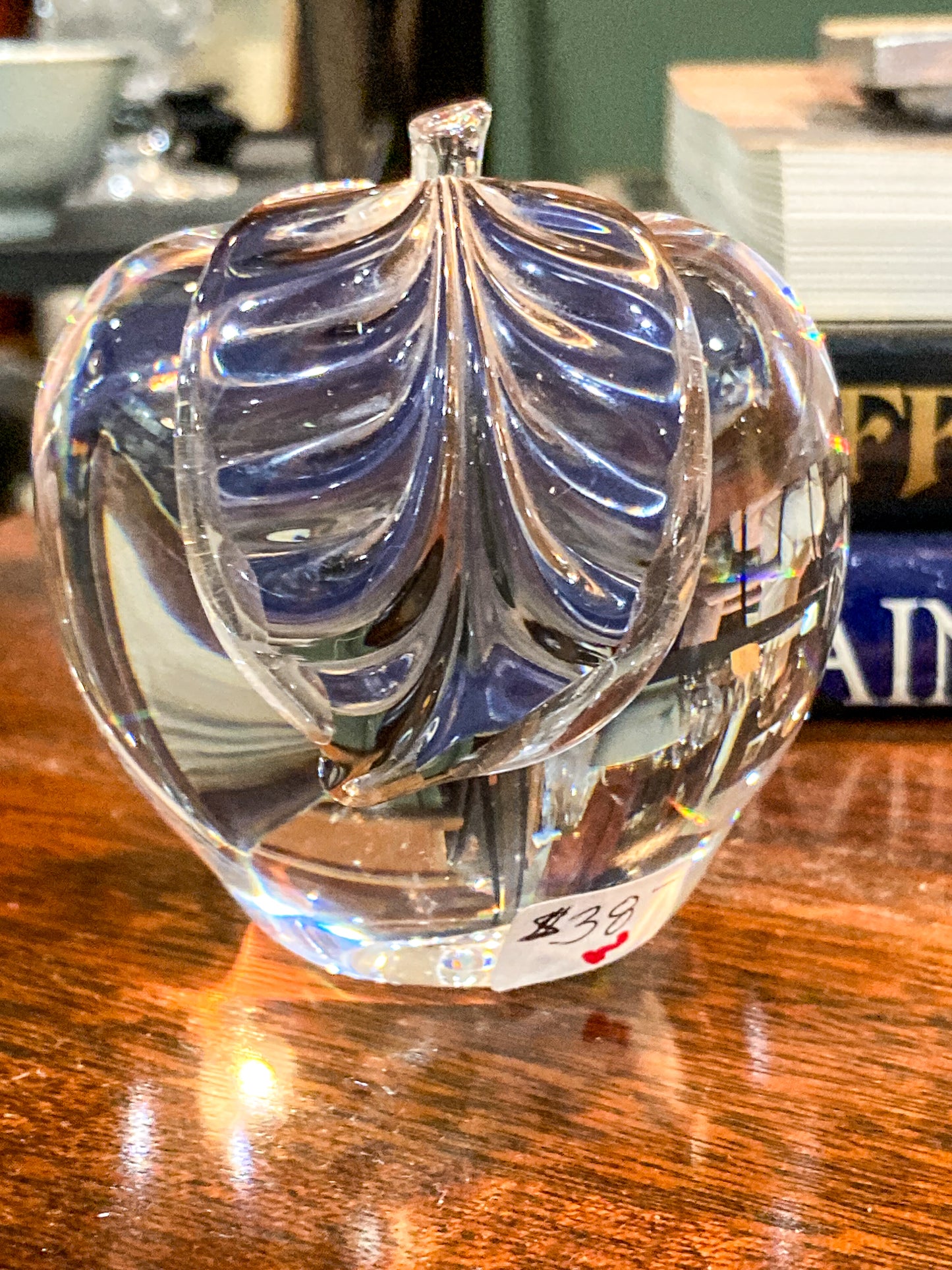 Vintage Princess House Clear Glass Apple Shaped Paperweight