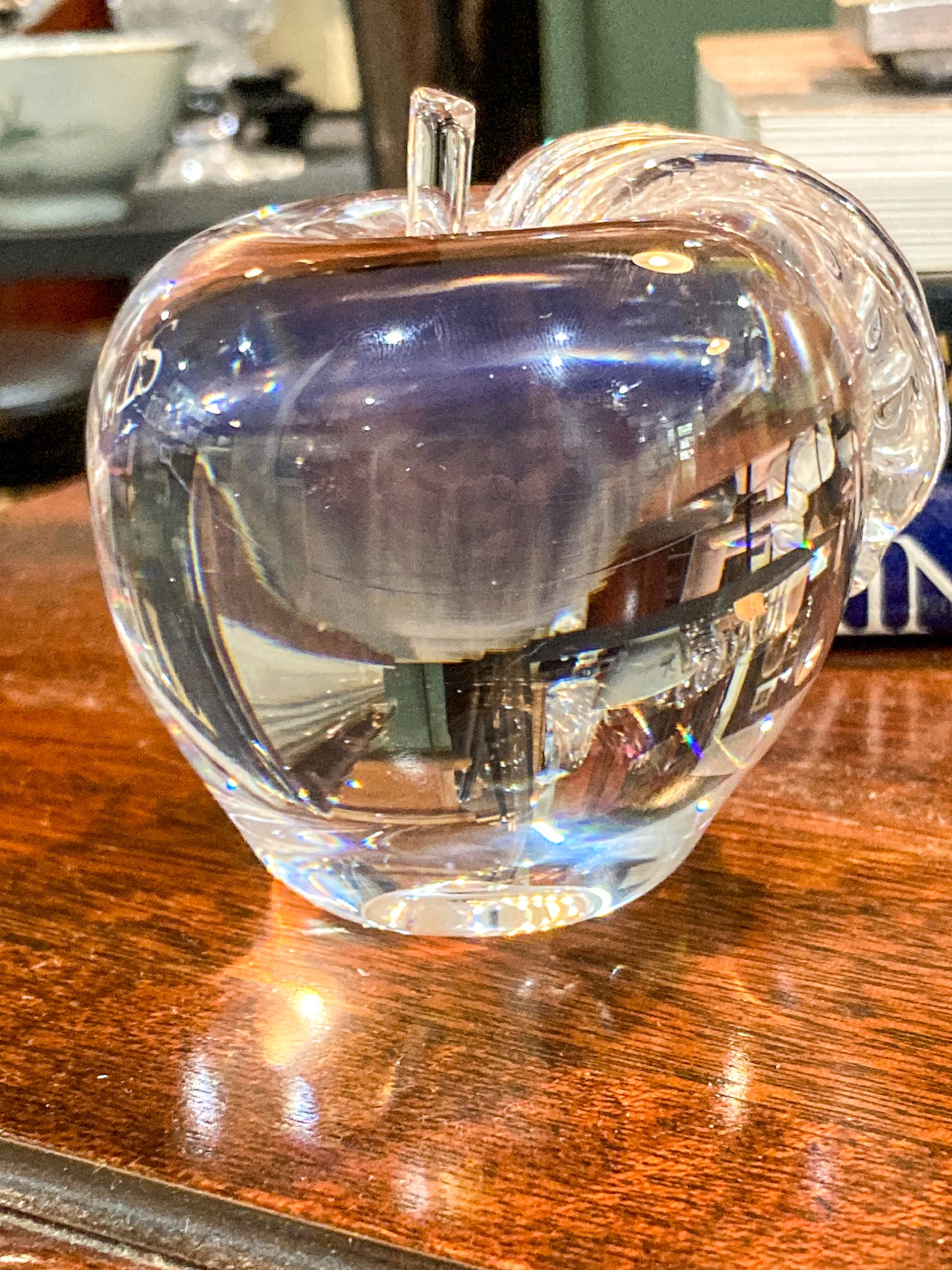 Vintage Princess House Clear Glass Apple Shaped Paperweight