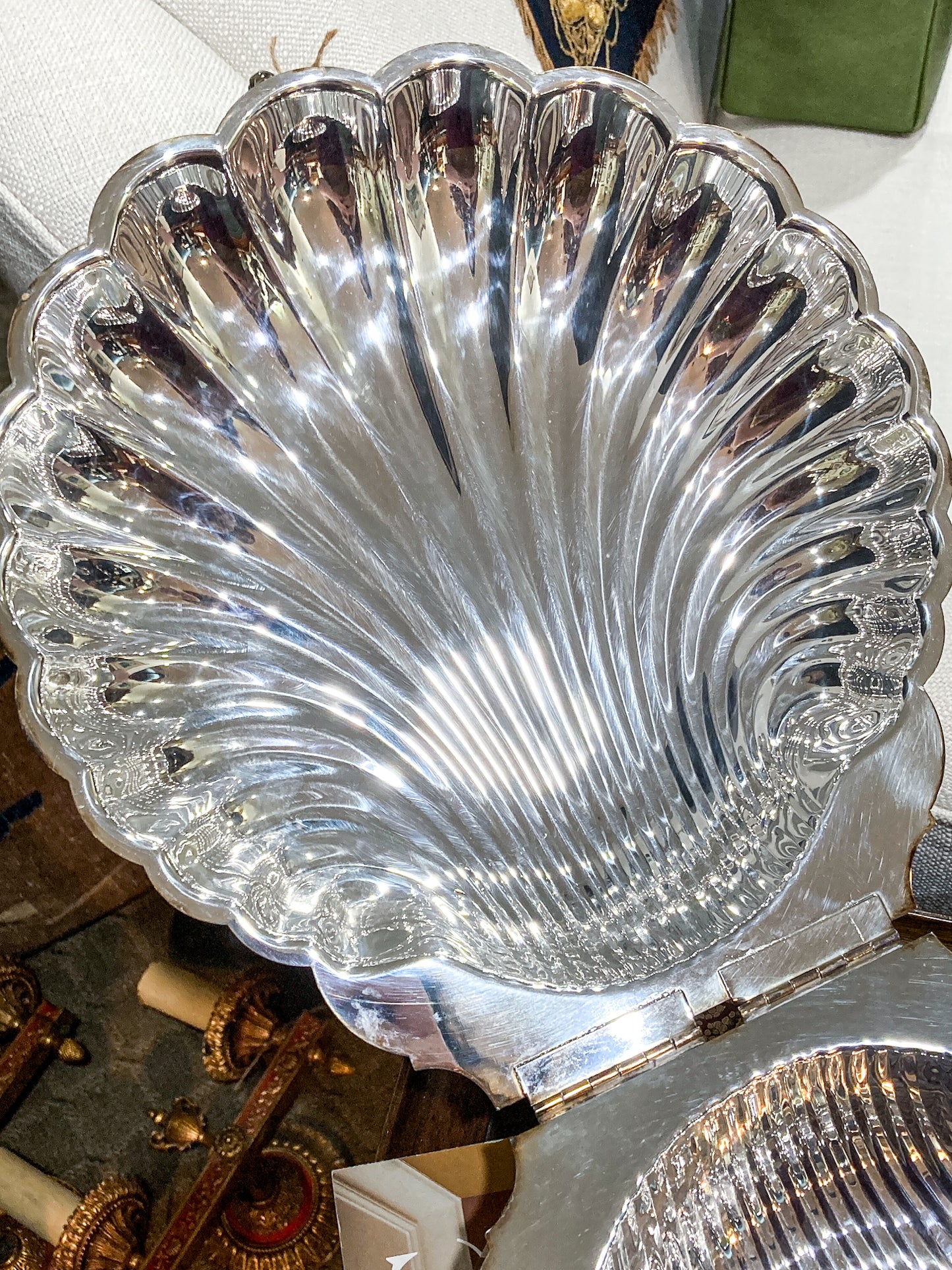 Vintage Regency Style Silver Plated Lidded Clamshell Footed Serving Dish