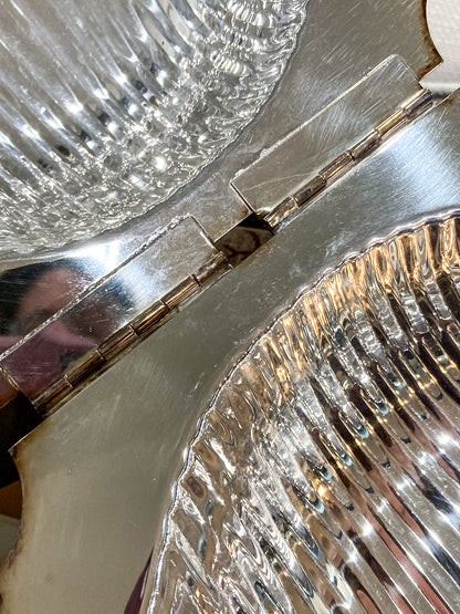 Vintage Regency Style Silver Plated Lidded Clamshell Footed Serving Dish