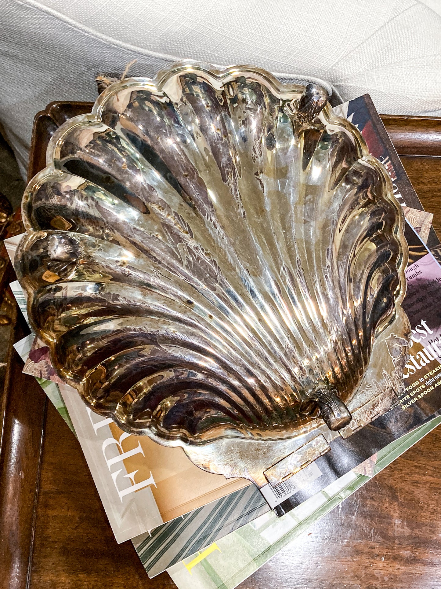 Vintage Regency Style Silver Plated Lidded Clamshell Footed Serving Dish