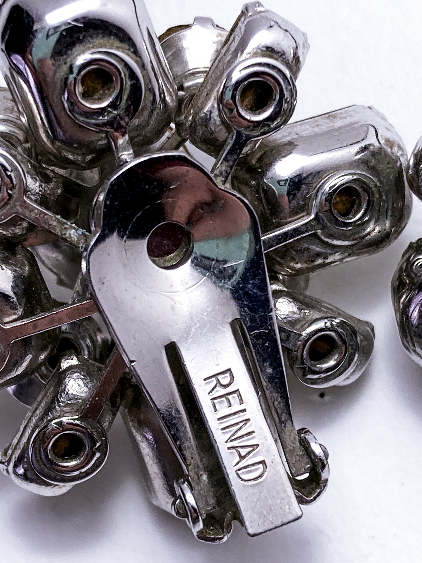 Vintage Reinad Clear Rhinestone Statement Clip On Earrings