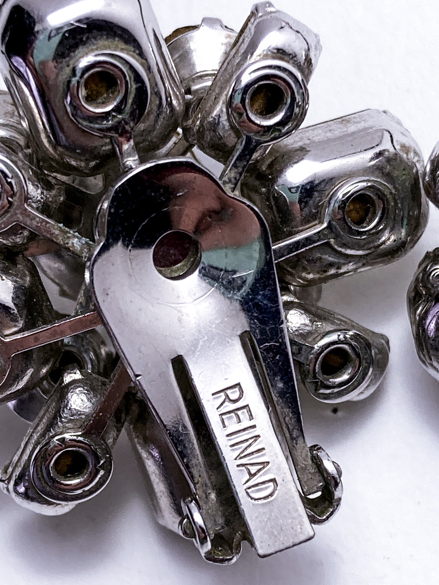 Vintage Reinad Clear Rhinestone Statement Clip On Earrings