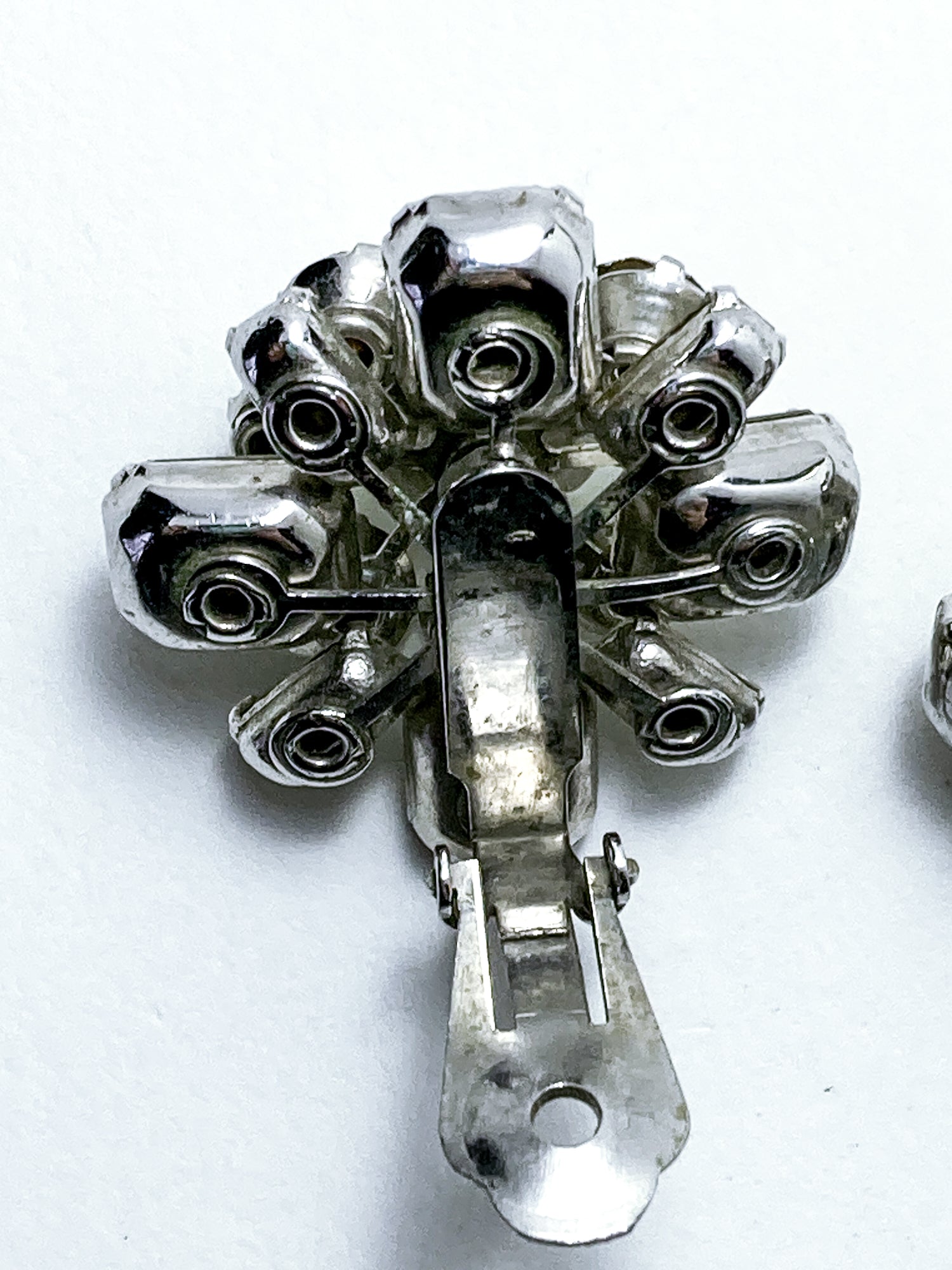 Vintage Reinad Clear Rhinestone Statement Clip On Earrings