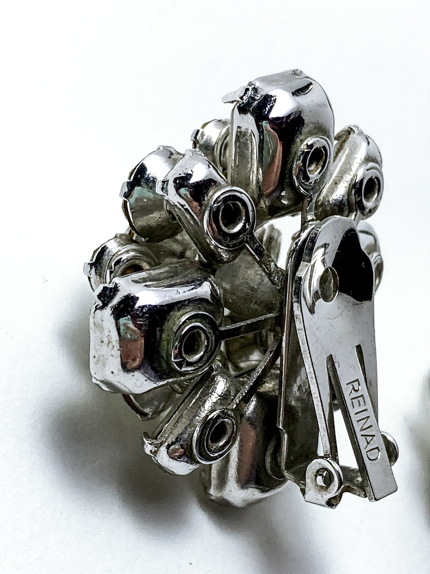 Vintage Reinad Clear Rhinestone Statement Clip On Earrings