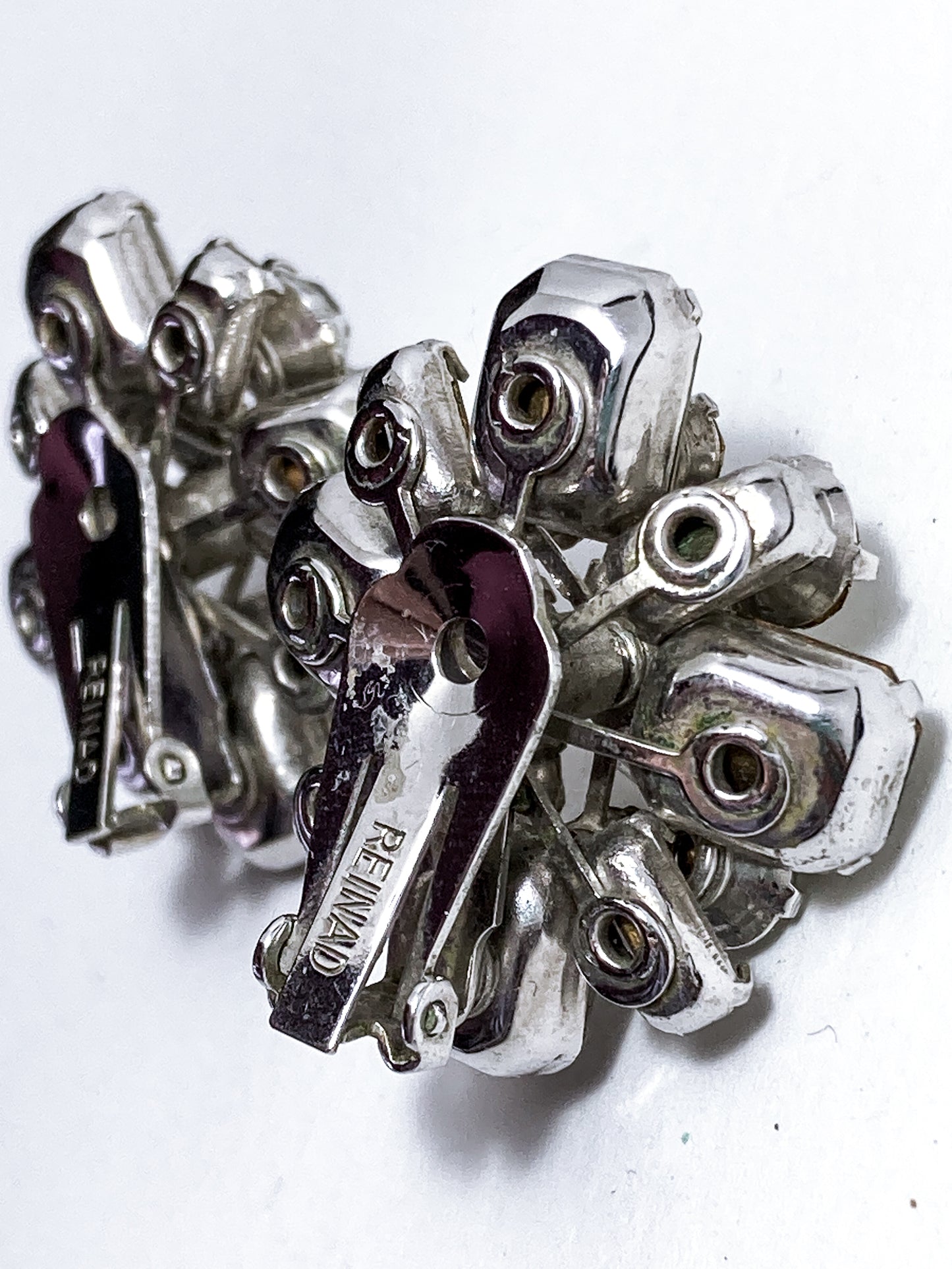 Vintage Reinad Clear Rhinestone Statement Clip On Earrings