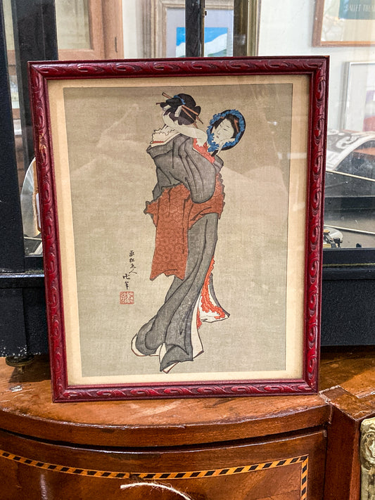 Vintage Reprint Katsushika Hokusai Beauty Looking in Mirror Japanese Woodblock Print