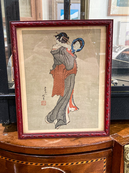Vintage Reprint Katsushika Hokusai Beauty Looking in Mirror Japanese Woodblock Print
