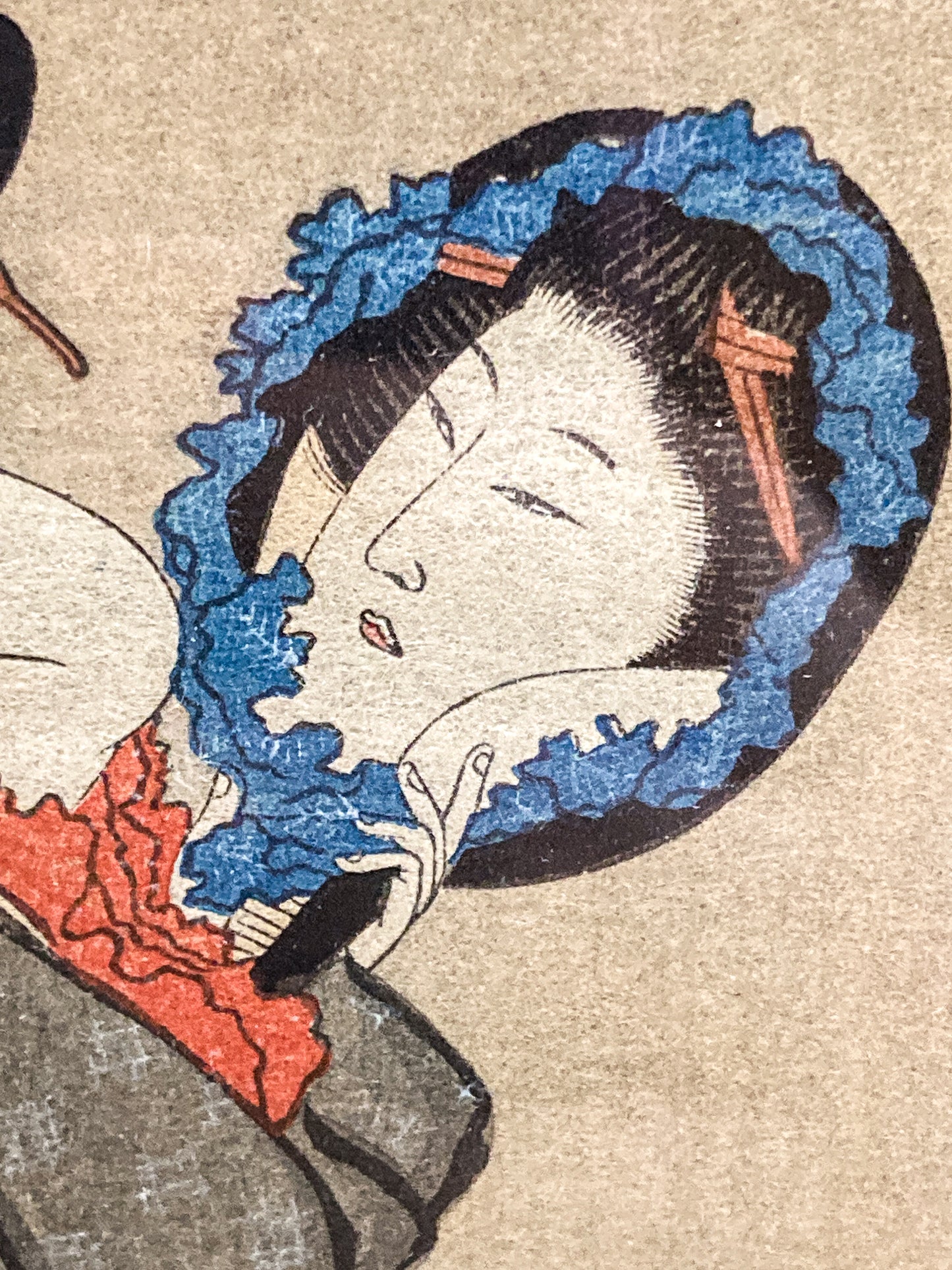Vintage Reprint Katsushika Hokusai Beauty Looking in Mirror Japanese Woodblock Print