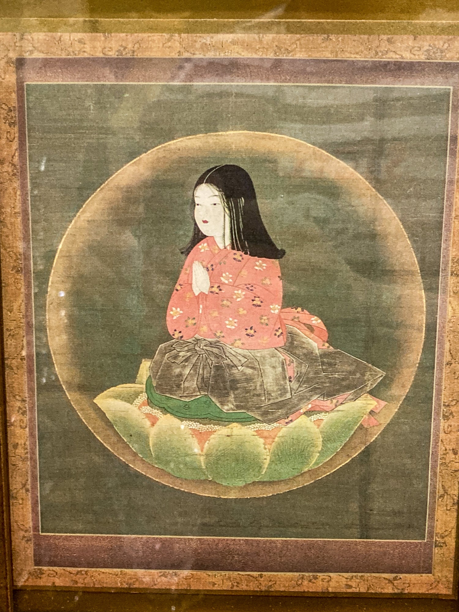 Vintage Reproduction Japanese Art Kobo Daishi (Kukai) Young Boy Framed Print
