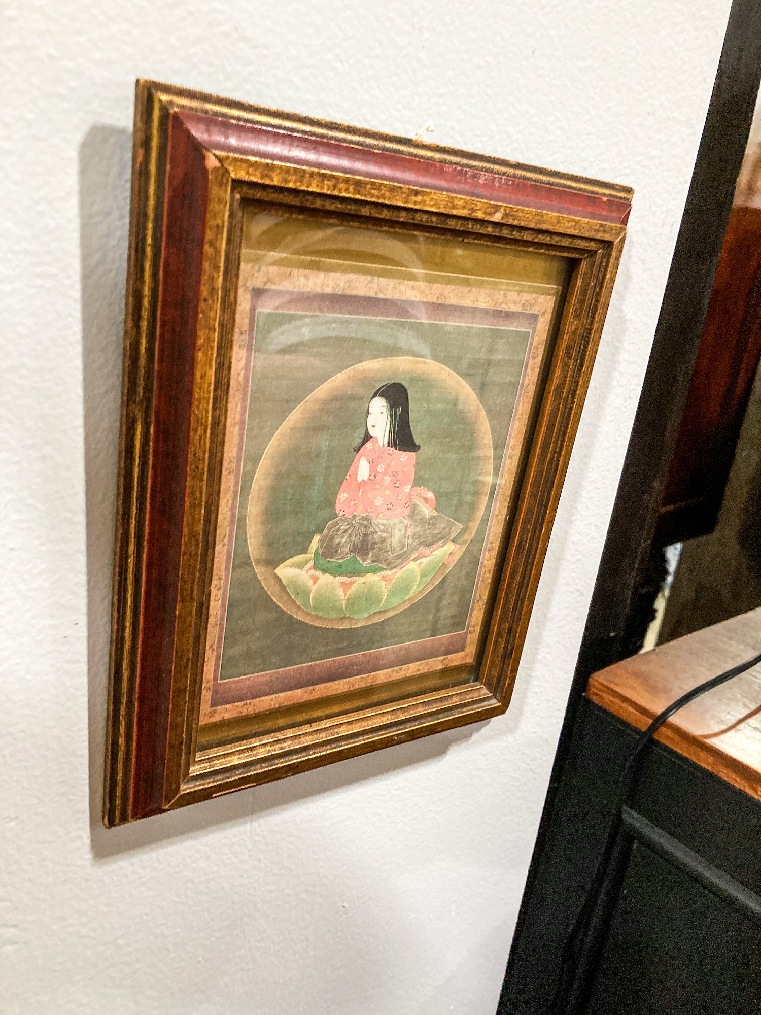 Vintage Reproduction Japanese Art Kobo Daishi (Kukai) Young Boy Framed Print