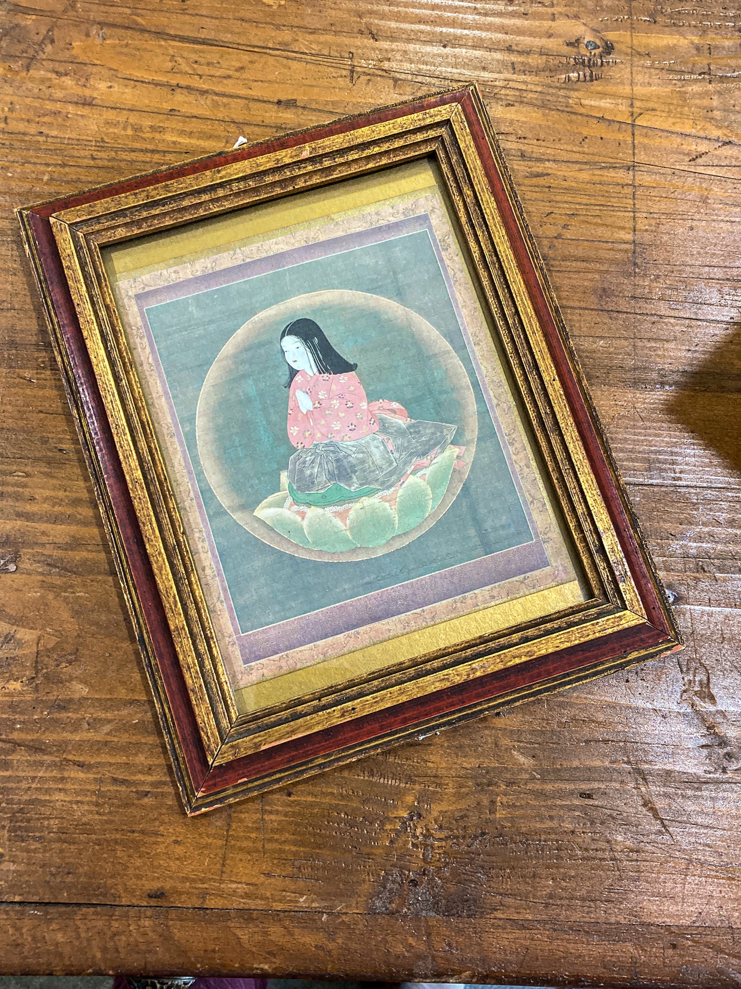 Vintage Reproduction Japanese Art Kobo Daishi (Kukai) Young Boy Framed Print